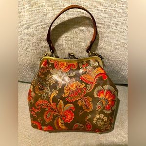 NWOT Vintage Italian Floral Laureana Frame Satchel Crossbody Bag